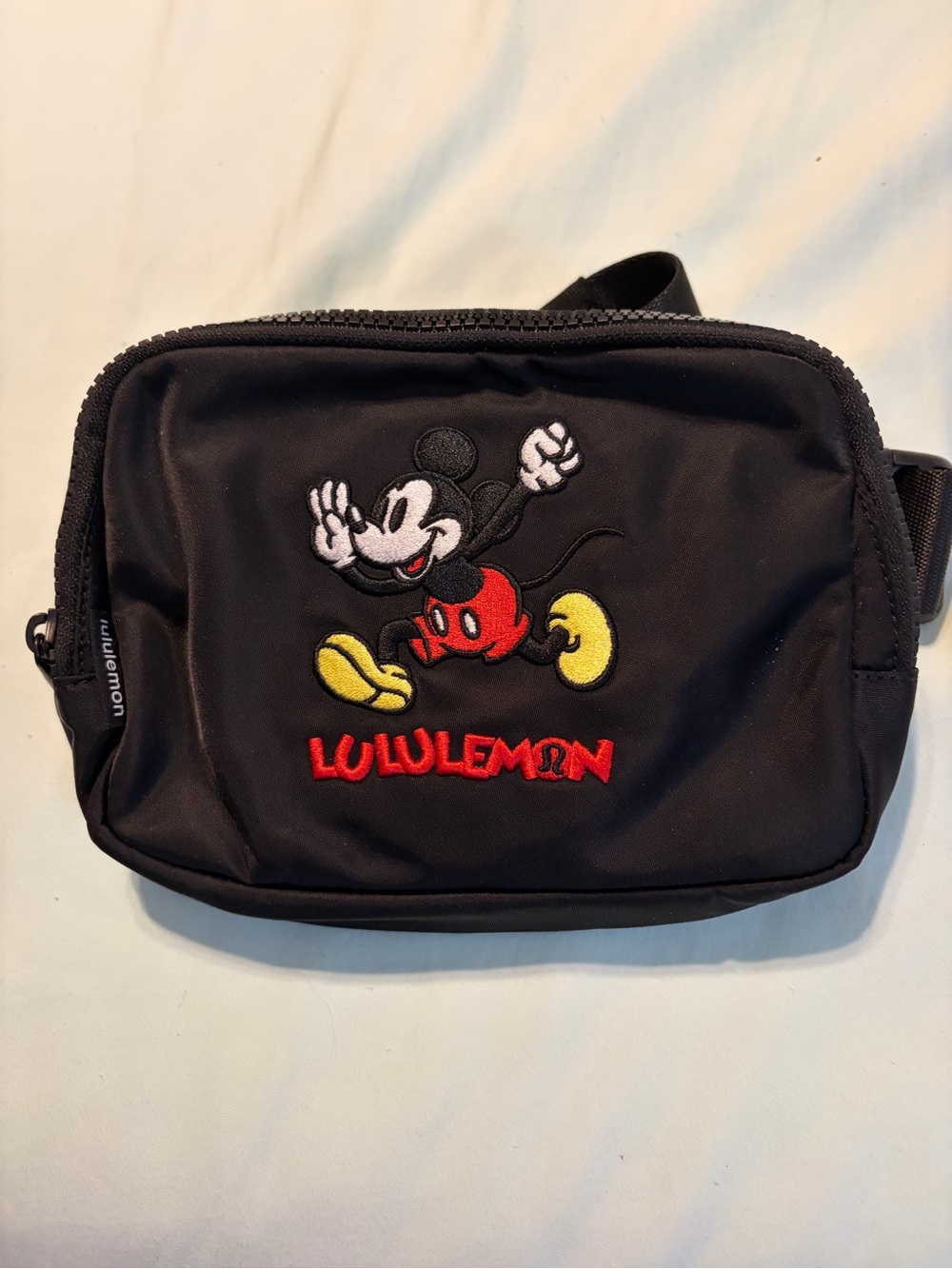 Disney Lululemon Black Belt Bag with Embroidered Mickey